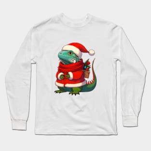 Cute Christmas Iguana Santa Long Sleeve T-Shirt